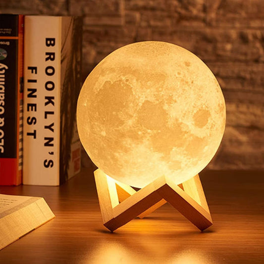 3D Moon Night Lamp: Bedroom Rechargeable Light